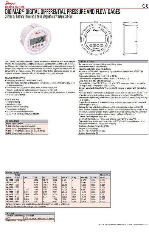 Dwyeer for DigiMag DM-1102 Original Brand New Digital Differential Pressure Gauge for Gas and Liquid Measurements