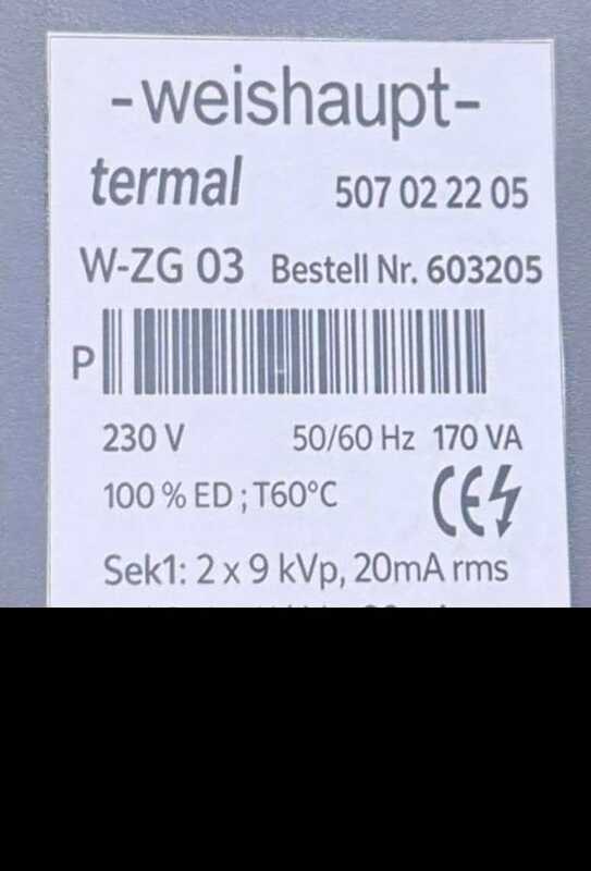 W-ZG01 W-ZG03 Μετασχηματιστής ανάφλεξης για Weishaupt πρωτότυπο και νέο