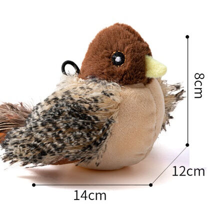 USB Rechargeable Interactive Cat Toy with Motion Sensor Activated Flying Bird and Realistic Sparrow Modeling