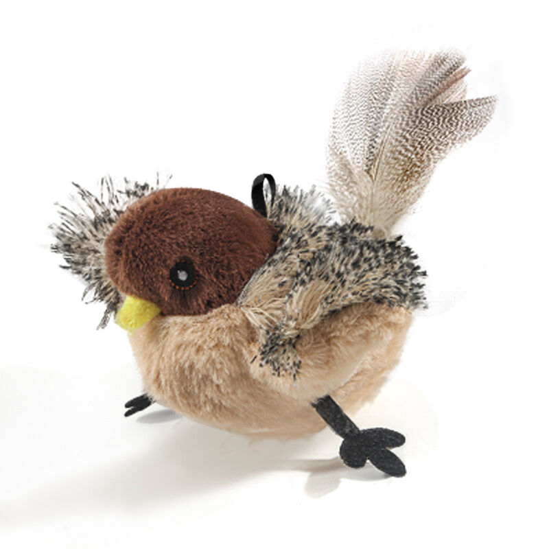 USB Rechargeable Interactive Cat Toy with Motion Sensor Activated Flying Bird and Realistic Sparrow Modeling