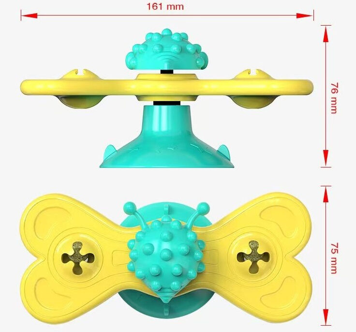 TPR Material Cat Chew Toy with Suction Cup Base and Catnip Infused for Teething and Puzzle Play
