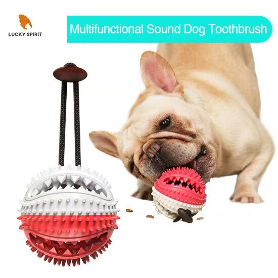 Multifunctional TPR+Nylon Dog Chew Toy with Teeth Cleaning and Food Dispenser for All Size Dogs