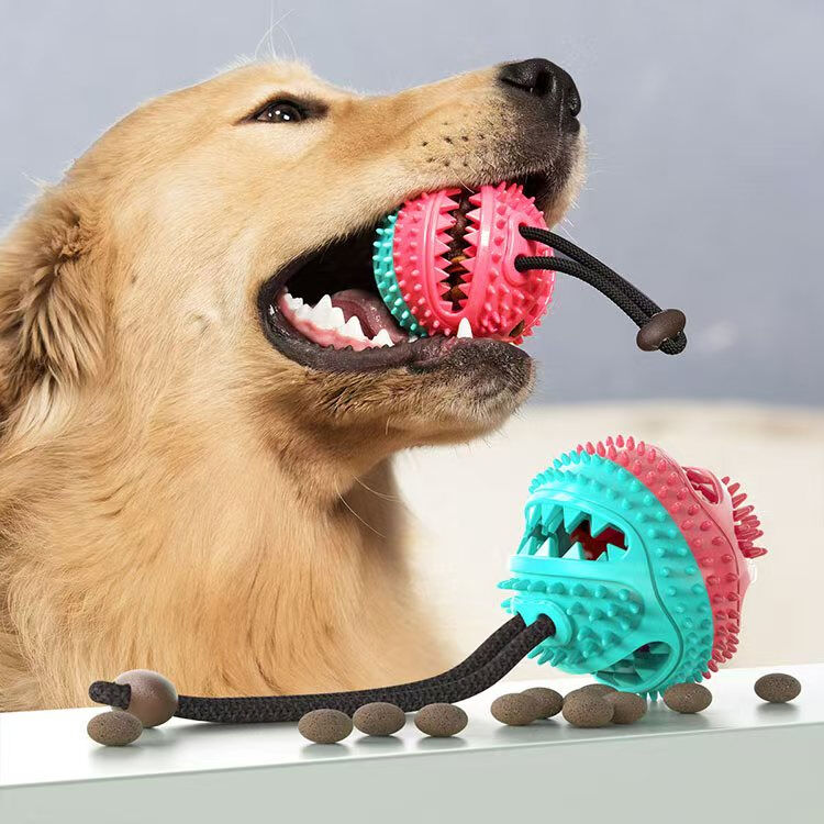 Multifunctional TPR+Nylon Dog Chew Toy with Teeth Cleaning and Food Dispenser for All Size Dogs