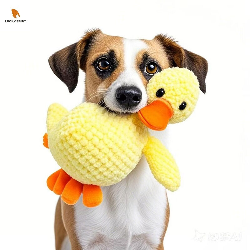 No Stuffing Duck Pet Toy with Soft Squeaker for Teeth Cleaning and Stress Relief in Dogs and Cats