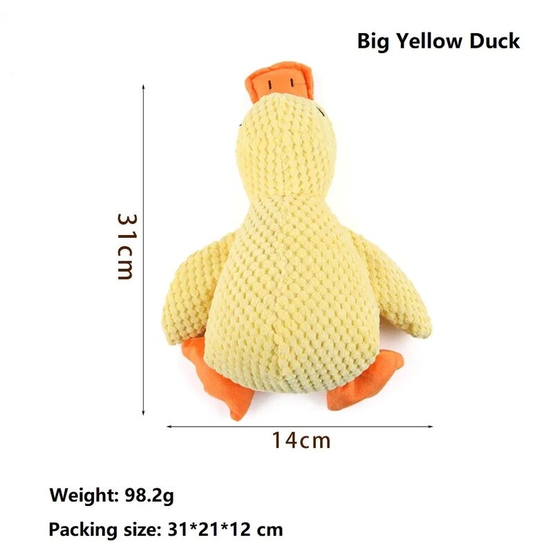 No Stuffing Duck Pet Toy with Soft Squeaker for Teeth Cleaning and Stress Relief in Dogs and Cats