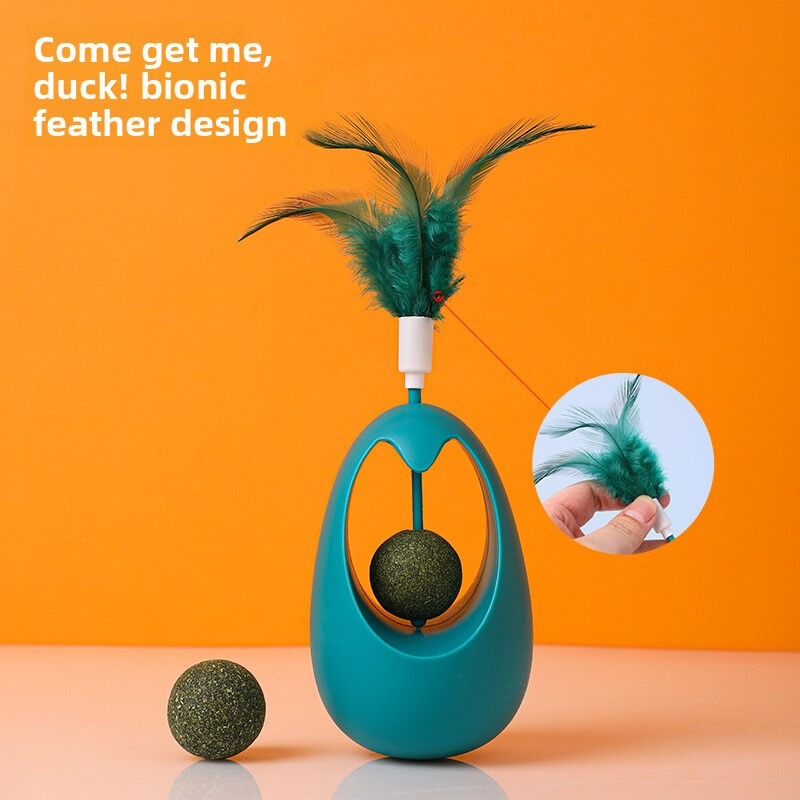 Plastic Material Medium Size Interactive Cat Toy with Feather Teaser and Boxed Packaging