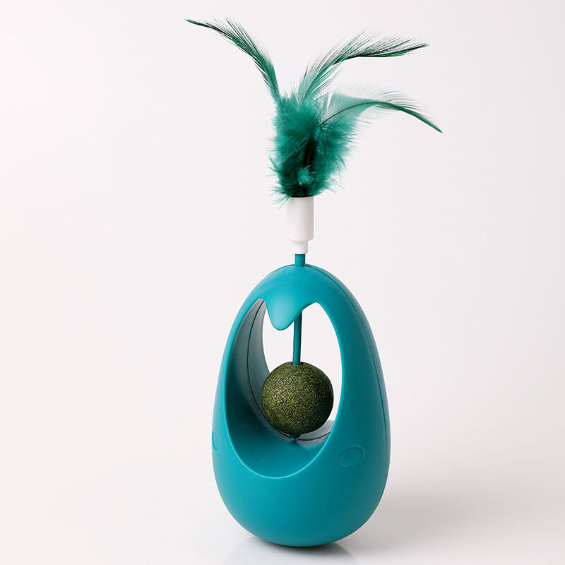Plastic Material Medium Size Interactive Cat Toy with Feather Teaser and Boxed Packaging