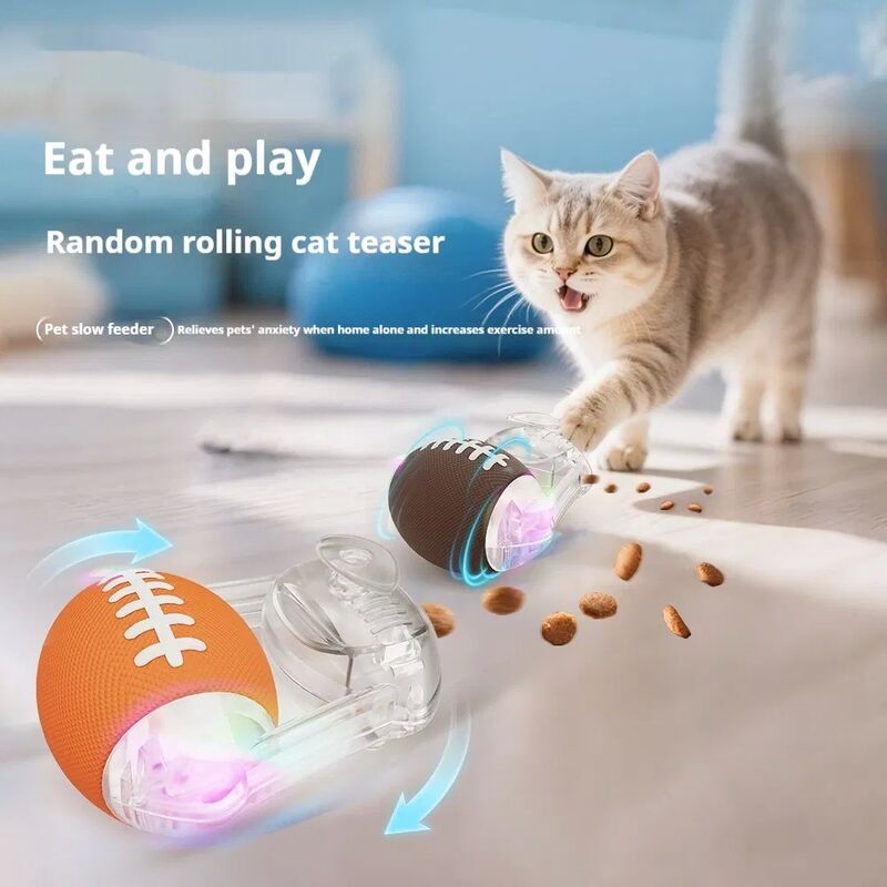 Durable PVC Cat Treat Dispenser with LED Light and Slow Feeding Design Interactive Cat Toy