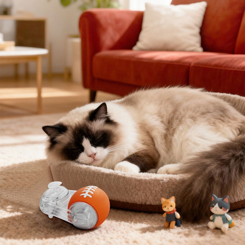 Durable PVC Cat Treat Dispenser with LED Light and Slow Feeding Design Interactive Cat Toy
