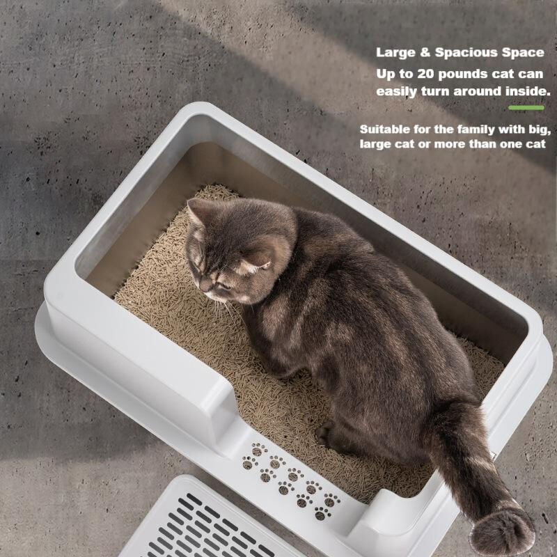 Non-Stick Anti-Leakage Extra Large Stainless Steel Cat Litter Box for Pets with Spacious Design