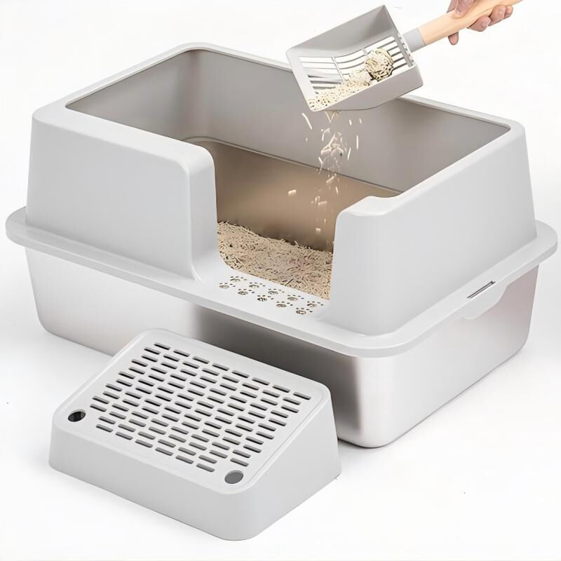 Non-Stick Anti-Leakage Extra Large Stainless Steel Cat Litter Box for Pets with Spacious Design