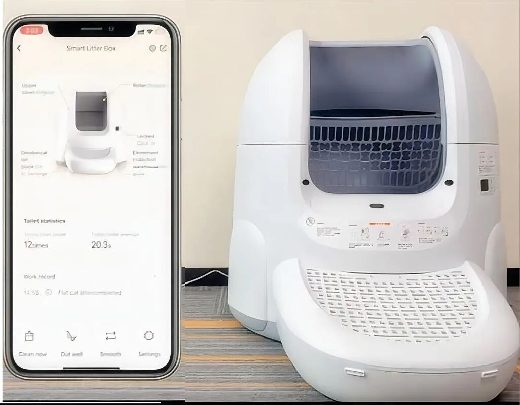 Automatic Self-cleaning Cat Litter Box with Real-Time Odor Monitoring Smart APP Online Management and Auto Record of Toileting Times
