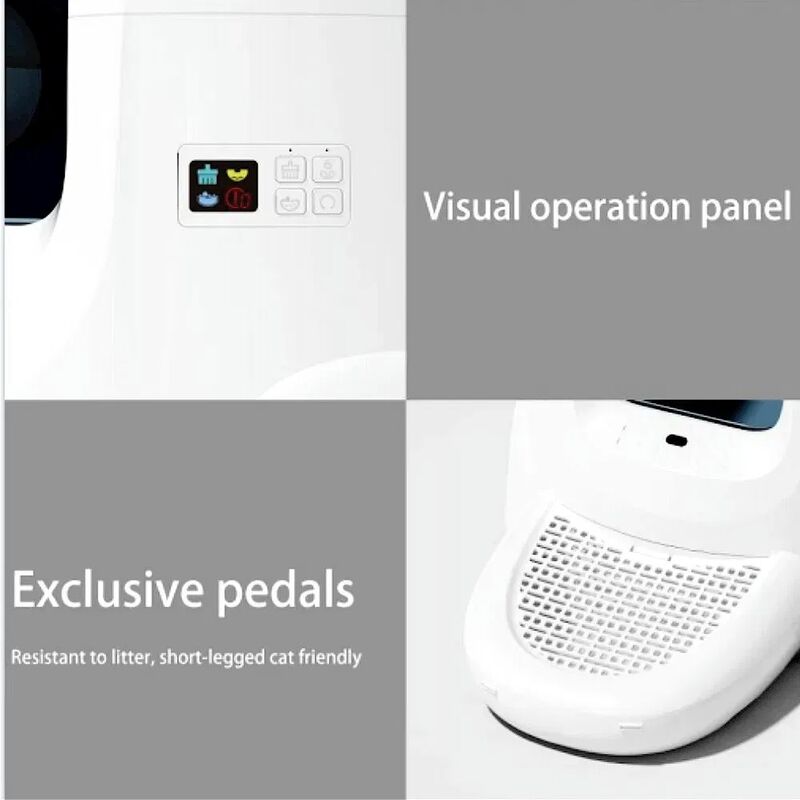 Automatic Self-cleaning Cat Litter Box with Real-Time Odor Monitoring Smart APP Online Management and Auto Record of Toileting Times