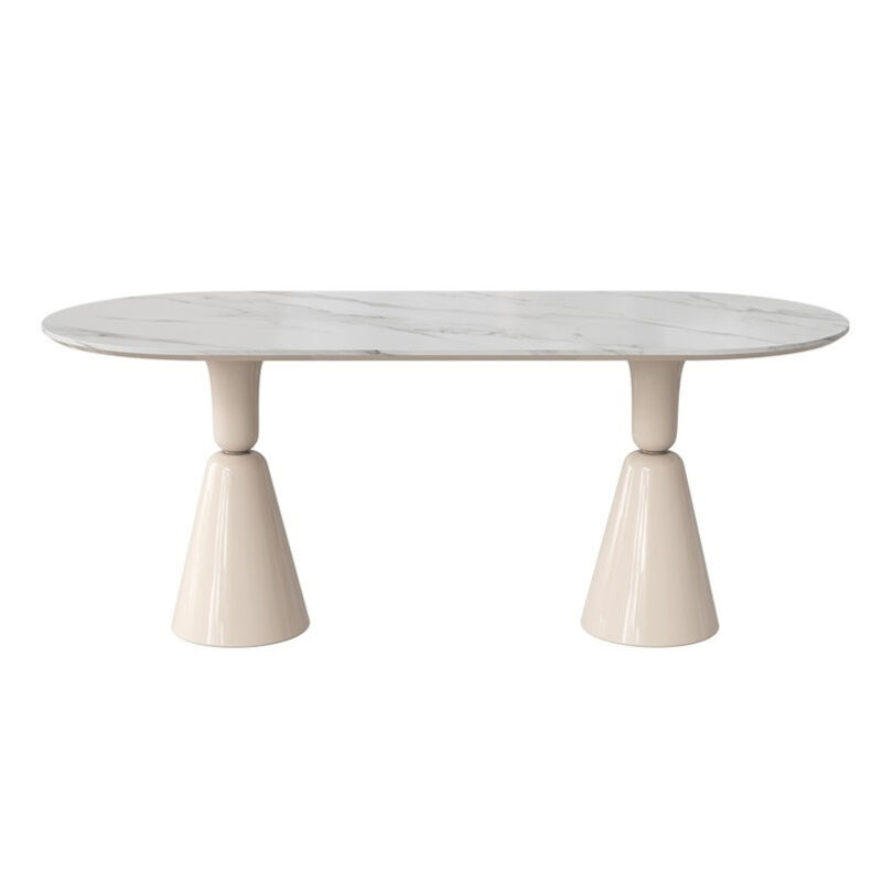 Modern Stylish Design Fish Maw Gold Natural Marble Dining Table with Stainless Steel Leg