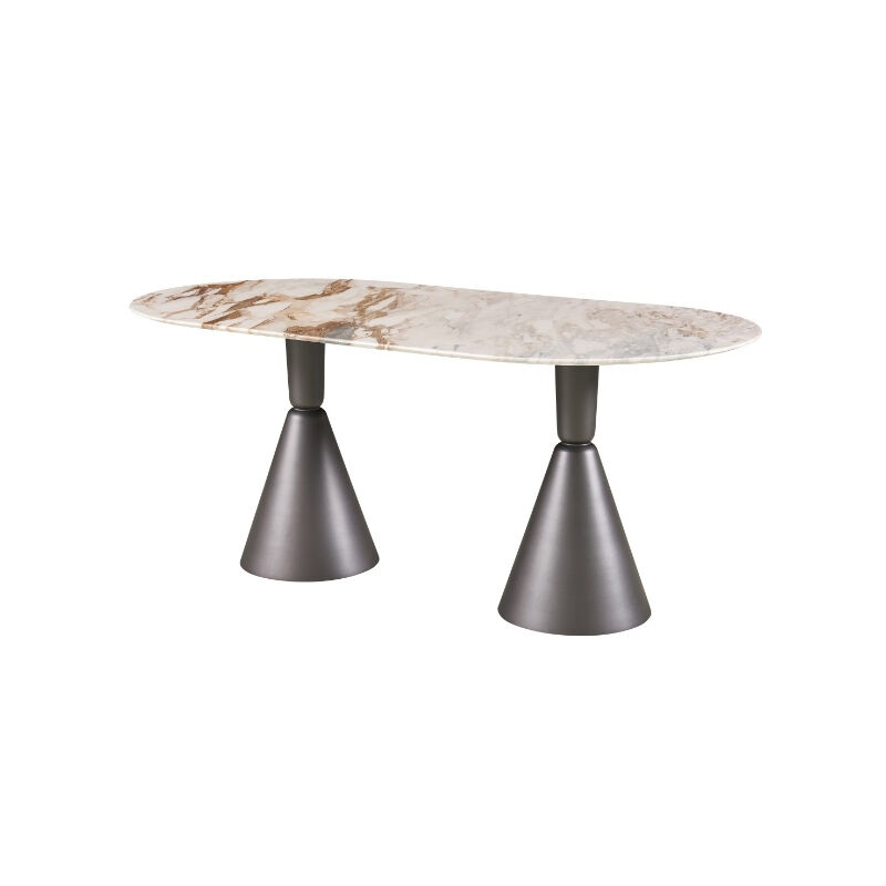 Modern Stylish Design Fish Maw Gold Natural Marble Dining Table with Stainless Steel Leg