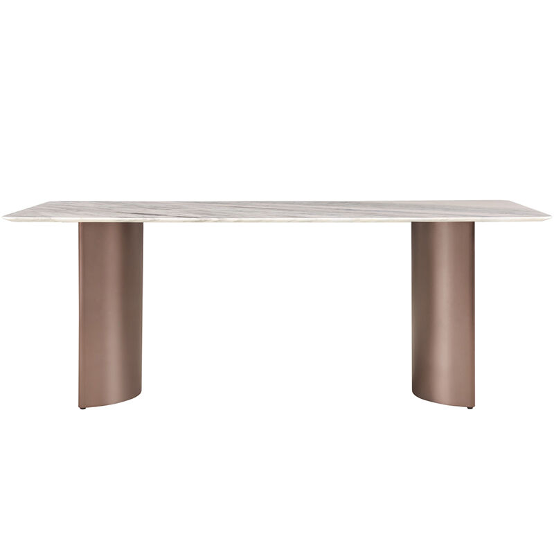 Modern Stylish Blue Crystal Natural Marble Dining Table with Stainless Steel Leg for Hotels and Homes