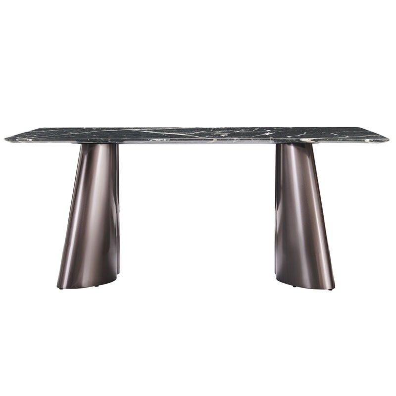 Modern Stylish Design Dining Table with Green Natural Marble Top and Stainless Steel Leg
