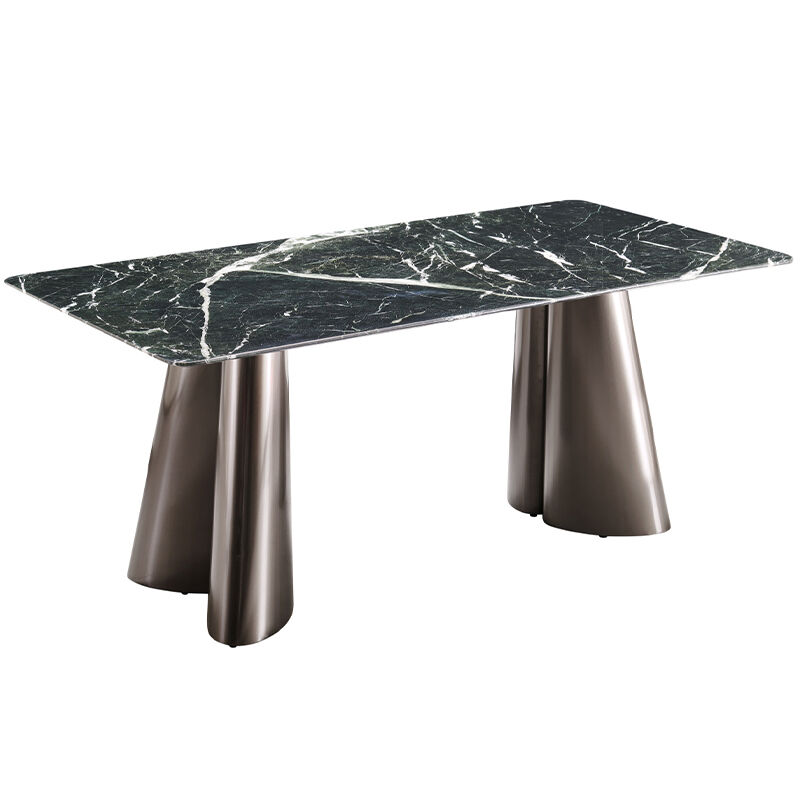 Modern Stylish Design Dining Table with Green Natural Marble Top and Stainless Steel Leg