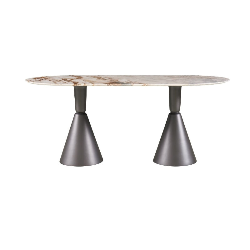 Modern Stylish Design Fish Maw Gold Natural Marble Dining Table with Stainless Steel Leg for Luxurious Hotels