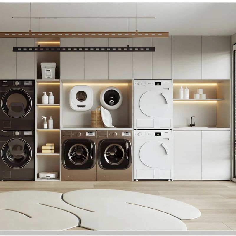 Customized Modern Bathroom Cabinet with Mirror Lamp and Water Blocking Plate for Laundry Room