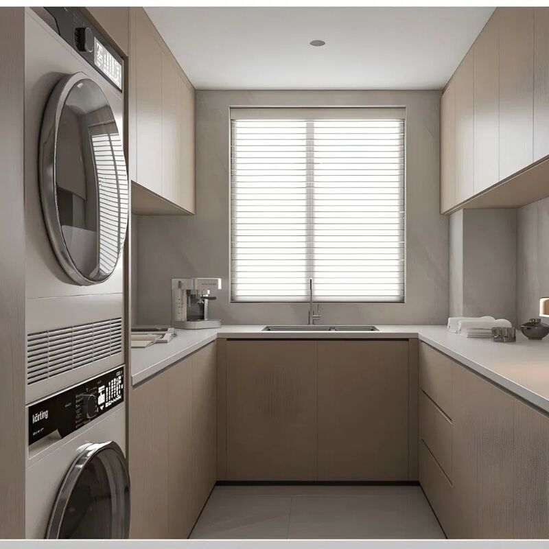 Customized Modern Bathroom Cabinet with Mirror Lamp and Water Blocking Plate for Laundry Room