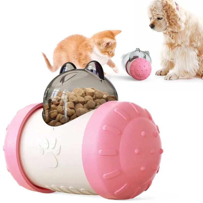 Swing Bear Food Dispensing Toy Dog Treat Dispenser with Slow Feeder Function Made of Durable PP+ABS Material in Two Colors