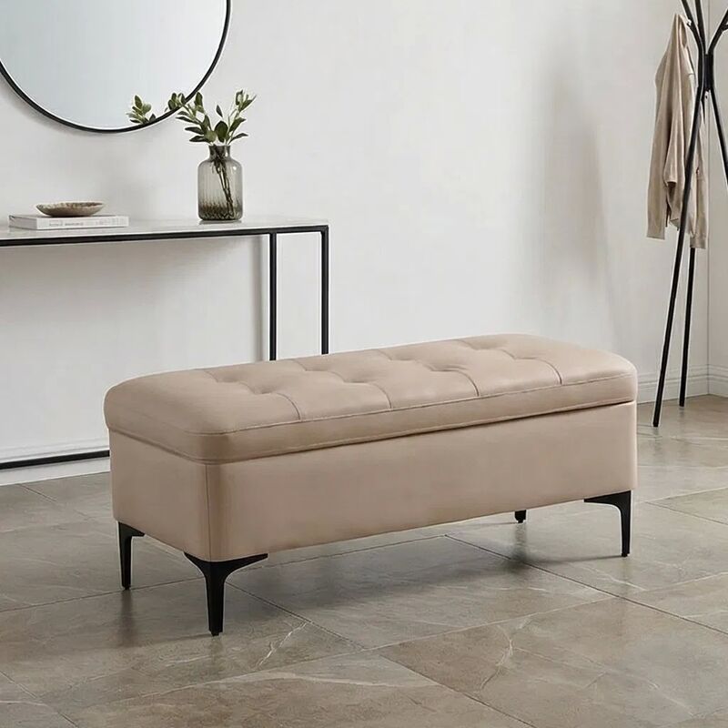 Modern Fabric Storage Bench with Customized Size and 4 Years Guarantee for Elegant Home Decor