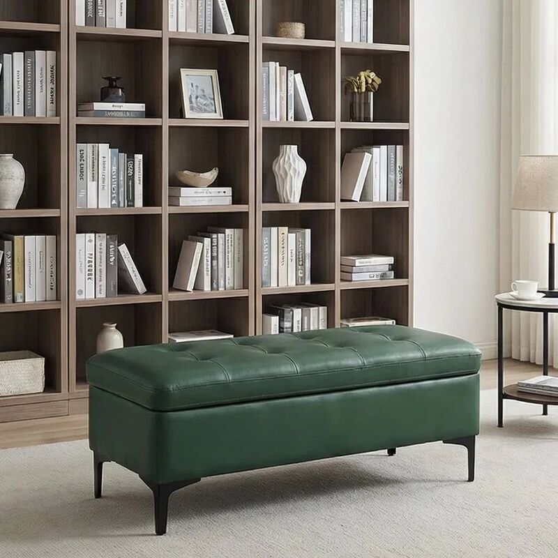 Customized Size Light Brown Fabric Storage Bench for Living Room with Storage Function