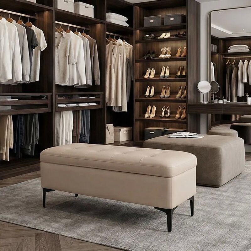 Customized Size Fabric Storage Bench with Leisure Stool Function for Bedroom