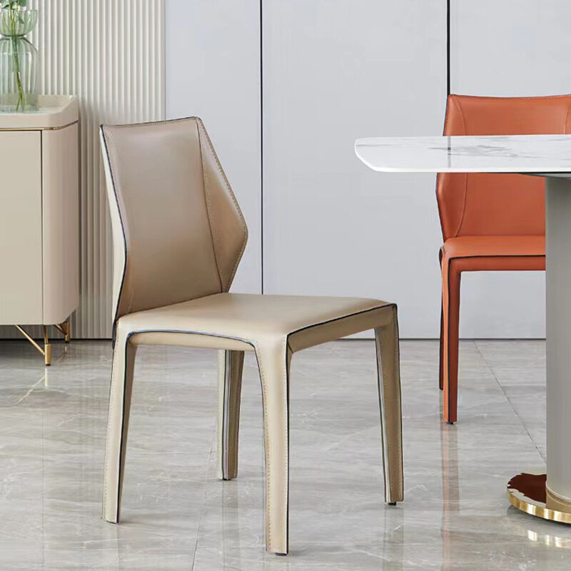 Modern Design Dining Chair with Stainless Leg and Saddle Leather for Home and Hotel