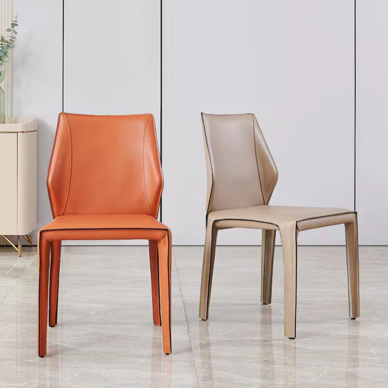 Modern Design Dining Chair with Stainless Leg and Saddle Leather for Home and Hotel