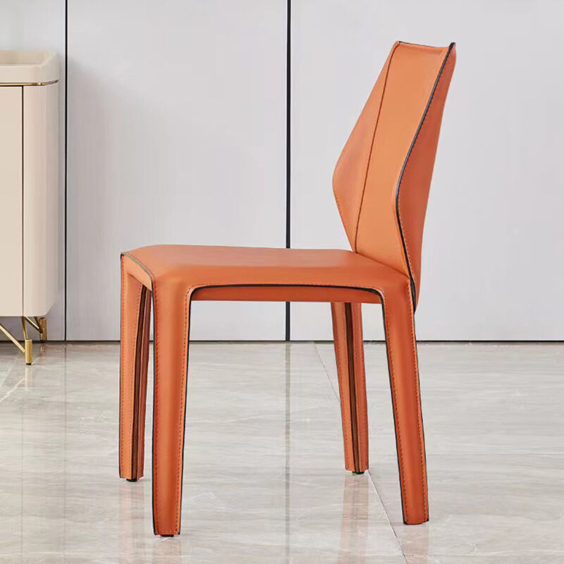Modern Design Dining Chair with Stainless Leg and Saddle Leather for Home and Hotel