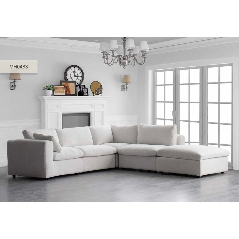Modern Green L Shaped Sofa Set with Customizable Size Freely Combinable Fabric Material
