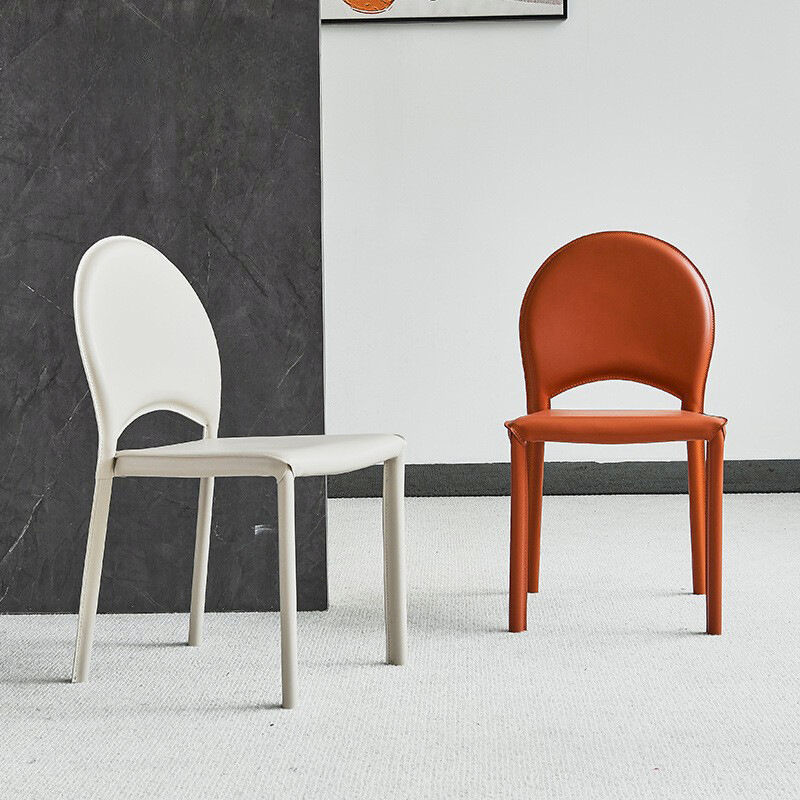 Modern European Design Dining Chair with Saddle Leather Upholstery and Stainless Steel Leg for Home and Hotel