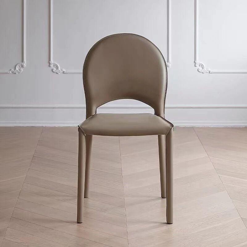 Modern European Design Dining Chair with Saddle Leather Upholstery and Stainless Steel Leg for Home and Hotel