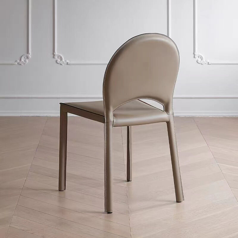 Modern European Design Dining Chair with Saddle Leather Upholstery and Stainless Steel Leg for Home and Hotel