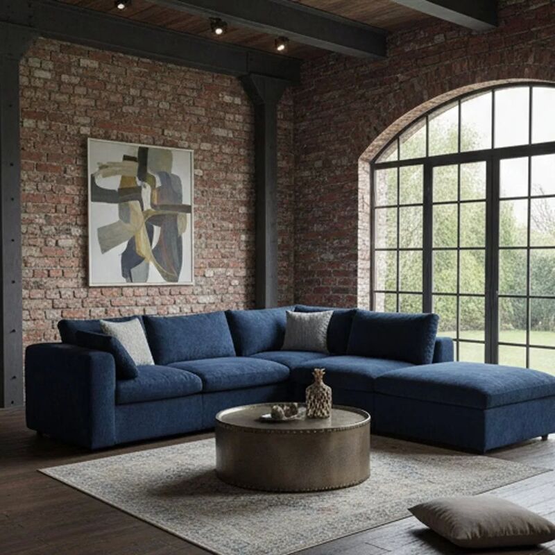 Customized Size L Shaped Sofa Set Freely Combinable Corner Couch with Fabric Material