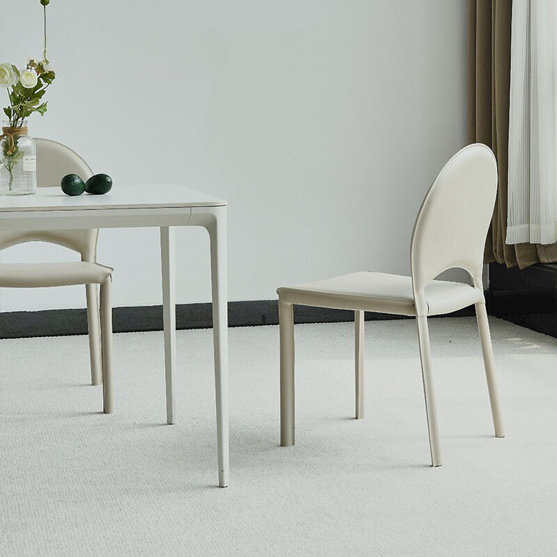 Modern European Design Dining Chair with Saddle Leather Upholstery and Stainless Steel Leg for Home and Hotel