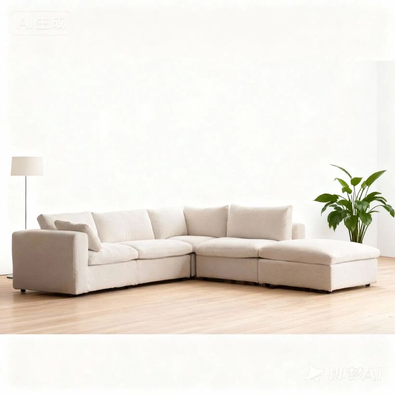 Customized Size L Shaped Sofa Set Freely Combinable Corner Couch with Fabric Material