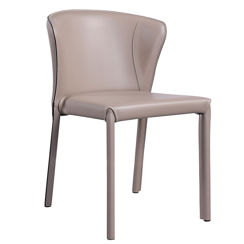 Modern Italian Luxury Saddle Leather Dining Chair with Stainless Steel Leg for Hotels and Restaurants