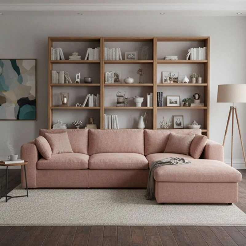 L Shape Corner Modular Sofa Set with Customizable Dimensions Freely Combinable and Wooden Frame