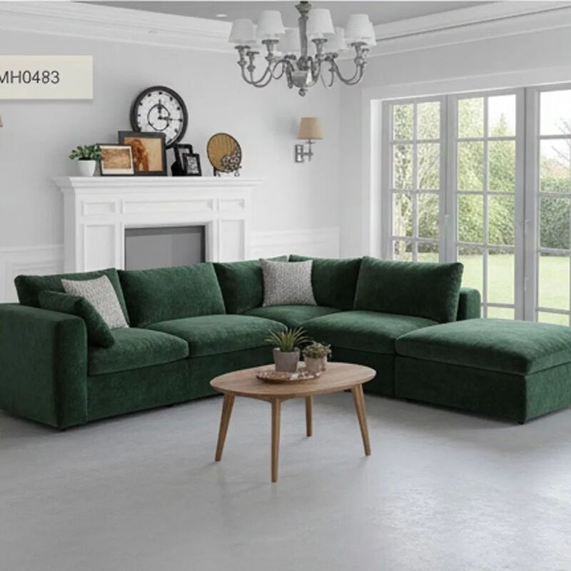 L Shape Corner Modular Sofa Set with Customizable Dimensions Freely Combinable and Wooden Frame