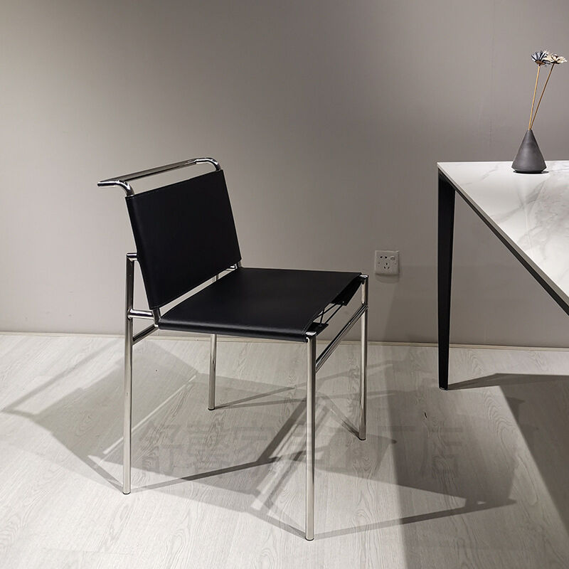 Modern Dining Chair with Saddle Leather Upholstery and Stainless Leg in 550*470*770 Size for Restaurants and Homes