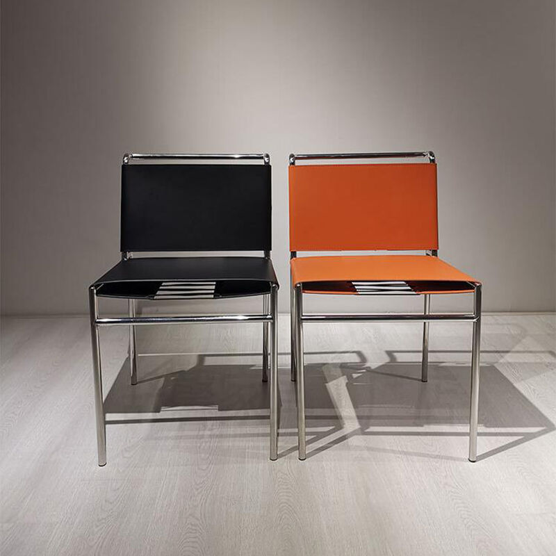 Modern Dining Chair with Saddle Leather Upholstery and Stainless Leg in 550*470*770 Size for Restaurants and Homes