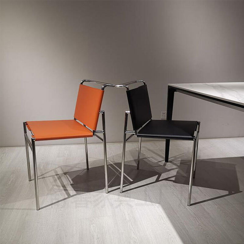 Modern Dining Chair with Saddle Leather Upholstery and Stainless Leg in 550*470*770 Size for Restaurants and Homes