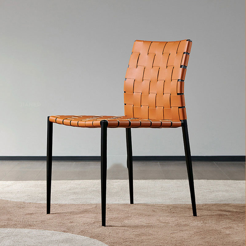 Italian Design Modern Nordic Style Dining Chair with Saddle Leather and Stainless Steel Leg