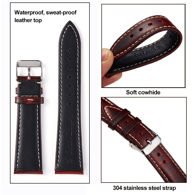 SWstrap Leather Watch Straps Luxury Business Style Box for Charm Tan Value Genuine Watches Bands With Vegetable Oil Leather