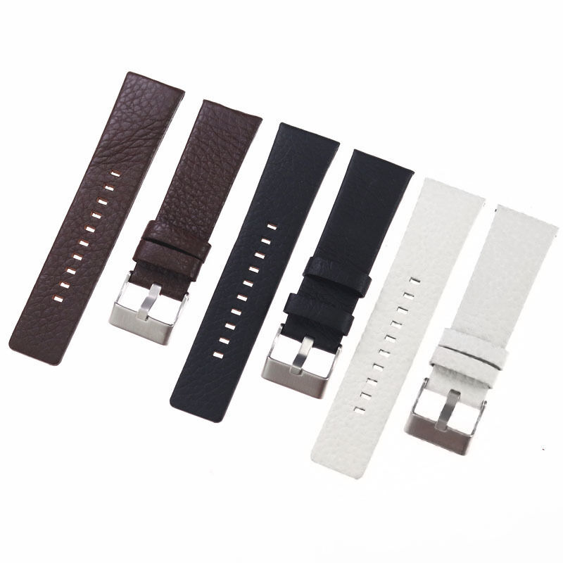 Litchi Pattern Leather Strap for Flat Mouth Strap DZ1657 DZ4323 DZ7313 Series Men and Women Watch Band Bracelet 22mm24mm26mm28mm