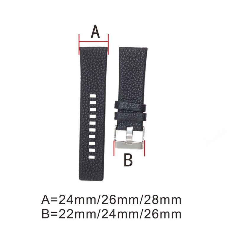 Litchi Pattern Leather Strap for Flat Mouth Strap DZ1657 DZ4323 DZ7313 Series Men and Women Watch Band Bracelet 22mm24mm26mm28mm