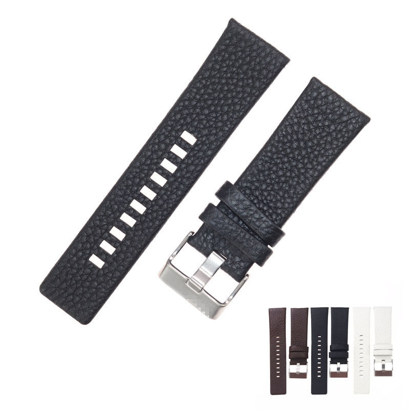 Litchi Pattern Leather Strap for Flat Mouth Strap DZ1657 DZ4323 DZ7313 Series Men and Women Watch Band Bracelet 22mm24mm26mm28mm